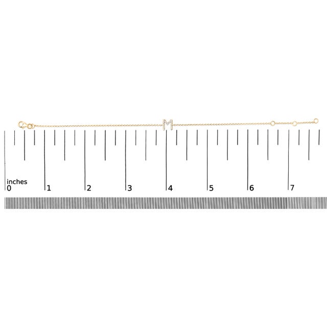 10K Yellow Gold Diamond Accent "M" Initial Charm and Link Bracelet For Sale In New York - Image 6 of 6