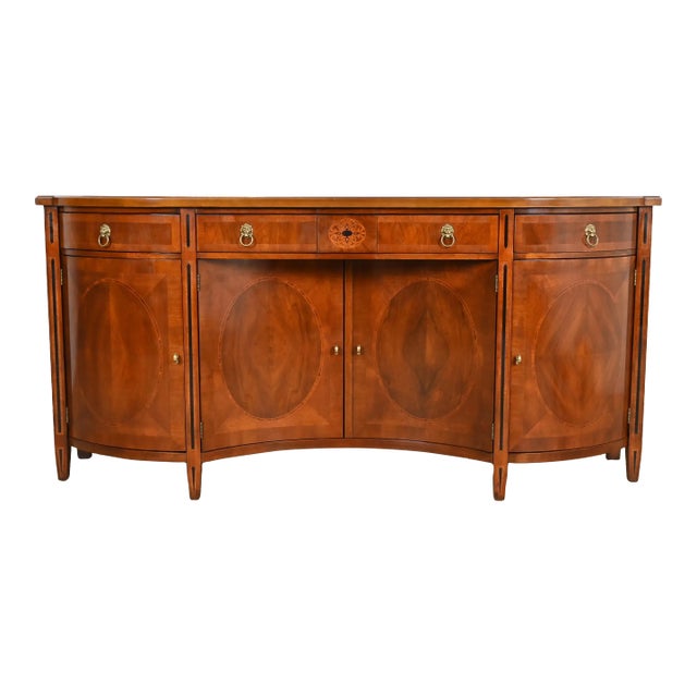 John Widdicomb Regency or Neoclassical Mahogany and Burl Wood Sideboard Credenza or Bar Cabinet For Sale
