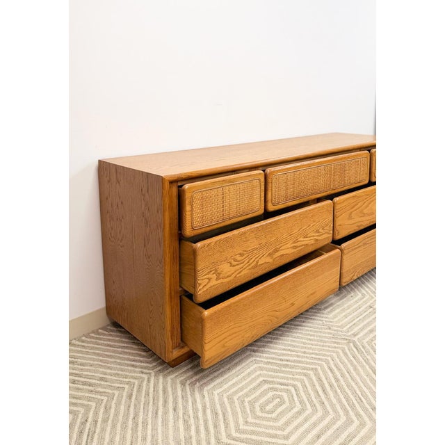 Vintage Lane Perception MCM 7-Drawer Cane Dresser Rare Find For Sale - Image 10 of 11