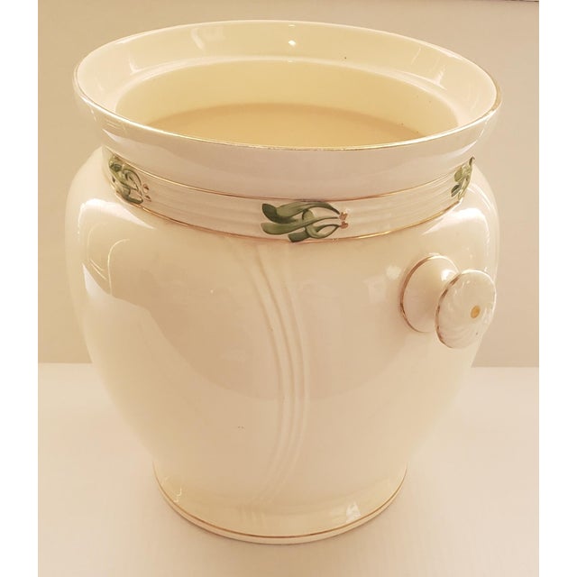 Art Nouveau Antique Royal Bonn Franz Anton Mehlem Porcelain Jardinière — Art Nouveau Green Floral Decoration For Sale - Image 3 of 11