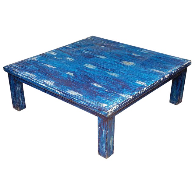 Moroccan Wooden Bleach Blue Coffee Table Chairish