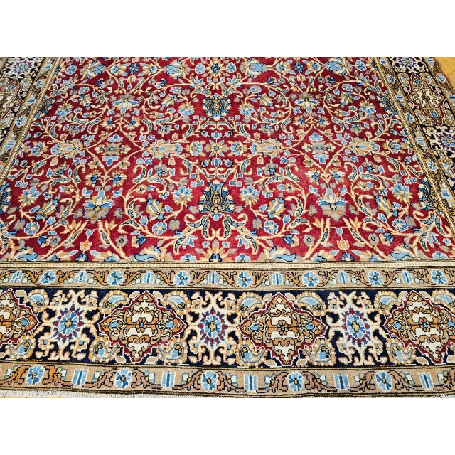 Vintage Mahal Sultanabad Rug, Hand-Knotted Wool, Geometric Pattern, 10x13, Red & Blue For Sale - Image 4 of 10