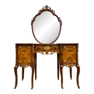 Vintage French Louis XV Style Vanity With Hanging Mirror For Sale