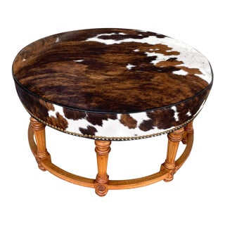 Cowhide Ottoman by Hancock and Moore For Sale