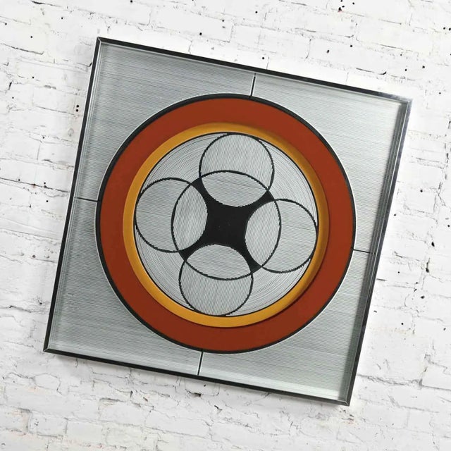 Gorgeous vintage modern mod op art or pop art mirror style # 1034 tag on reverse from Greg Copeland studio. Beautiful...