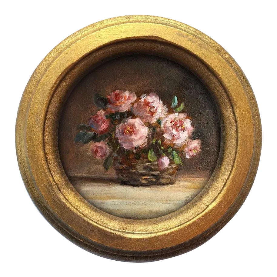 Framed Original Floral Roses Painting Victorian