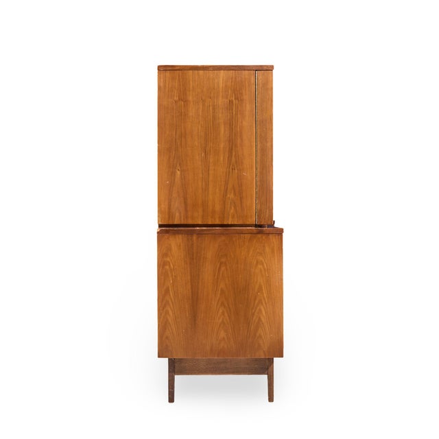Young Manufacturing Young Manufacturing Mid Century Walnut Curved Highboy Dresser For Sale - Image 4 of 9