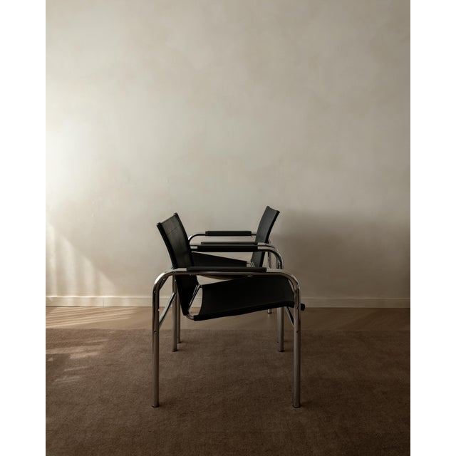 Contemporary Vintage Bauhaus Klinte Lounge Chairs in Chrome and Leather by Tord Björklund for Ikea, 1980s, Set of 2 For Sale - Image 3 of 18