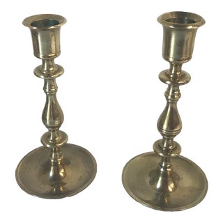Vintage Brass Candlesticks- a Pair For Sale