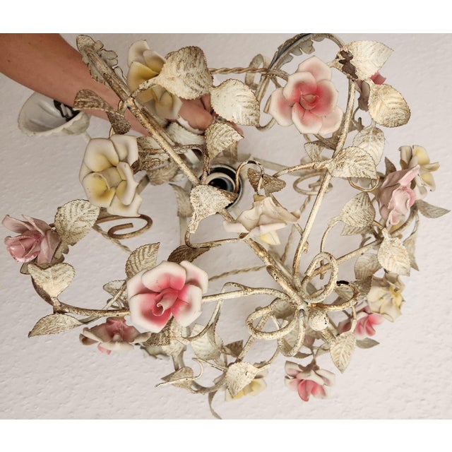 Vintage Hand-Forged Toleware Pendant Lamp, 1950s For Sale - Image 15 of 18