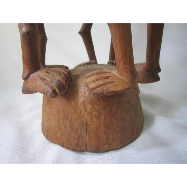 1940s Primitive African Wood Sculpture Carving Tribal Men For Sale - Image 5 of 6