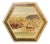 1990s Russian Straw Marquetry Hexagonal Keepsake Box With Rural Lands For Sale