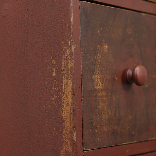 Red Antique Farmhouse Painted Bread Cabinet For Sale - Image 8 of 11