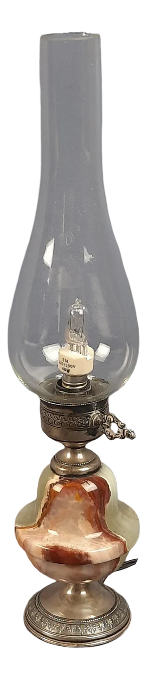 Table Lamp in 800 Silver, Marble, Onyx and Glass, 1930s