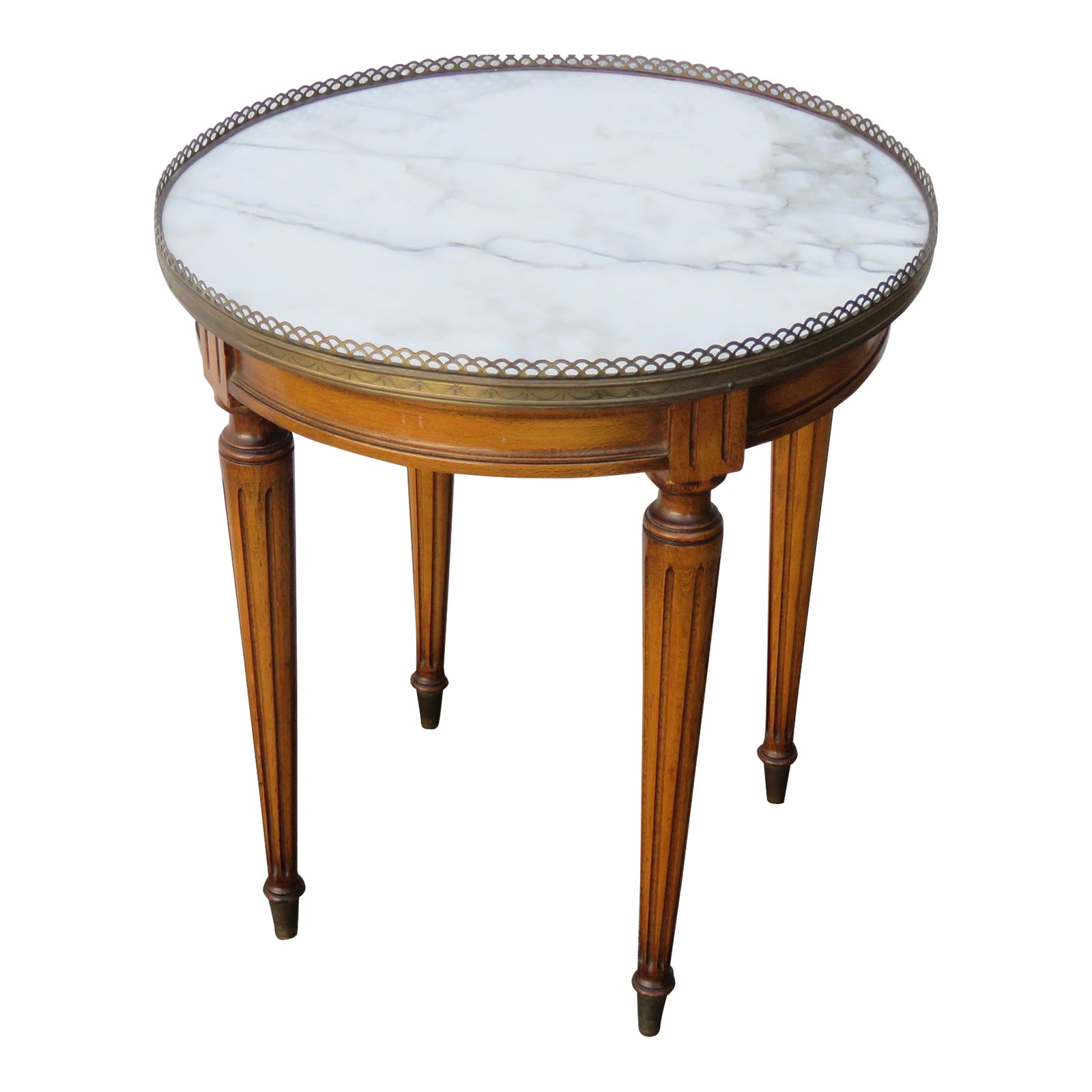 Italian Tall Round Marble Top Side End Table | Chairish
