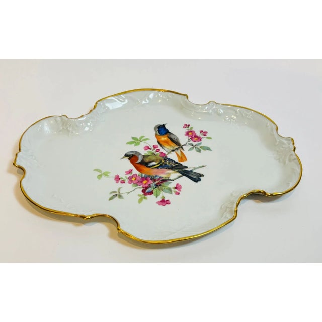Antique French Limoges Porcelain Quatrefoil Plate with Birds, Florals & Gilt, Hand-Painted Collector’s Piece A beautiful...