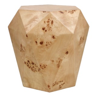 Burl Wood Geometric Side Table For Sale