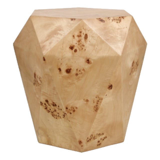 Burl Wood Geometric Side Table For Sale
