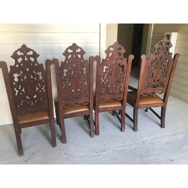 1860 Circa Hand Carved Oak Gothic Church Chairs Set of 4 Chairish