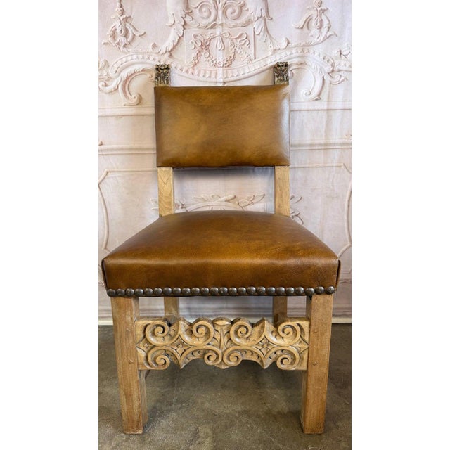 Set of Eight Spanish Colonial Leather Dining Chairs For Sale - Image 14 of 15