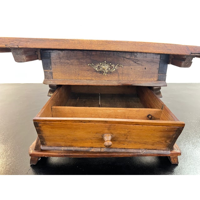 17th Century Museum Quality 1600’s Alpine Chalet Table Bavarian Medieval Table Reinforced Sliding Top Amazing Offer Now Best Deal on Earth For Sale - Image 5 of 12