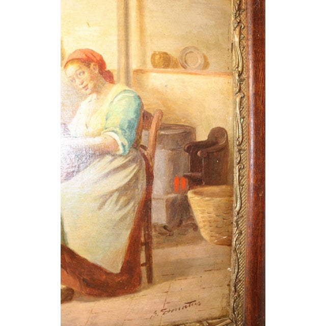 Antique 1800's Original Donatus Buongiorno Oil Painting Grandparents Baby Canvas For Sale - Image 10 of 12