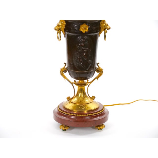 19th Century French Patinated and Gilt Bronze Urn Shape Table Lamps, Circa 1855 For Sale - Image 10 of 14