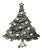 1980s Vintage Americana Boho Chic Burnished Silver Tone Bejeweled Christmas Tree Brooch. For Sale