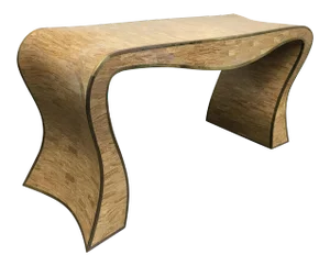 Sculptural Maitland-Smith Tessellated Stone and Brass Inlay Console Table