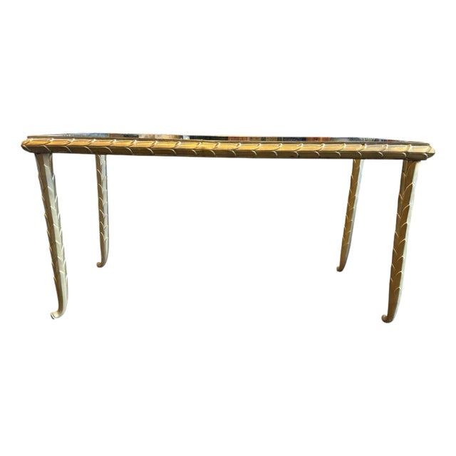 Vintage Brass Coffee Table With Leaf Motif in the Style of Maison Jansen For Sale
