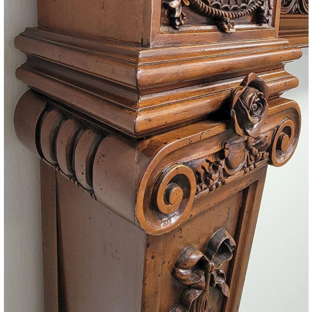 English-Style Hand-Carved Limewood Fireplace Mantel, Crafted in Italy For Sale In Dallas - Image 6 of 7
