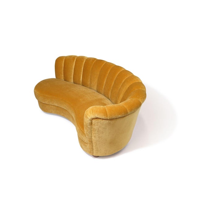 1940s Danish Mohair Sofa With Channel Back and Curved Silhouette For Sale - Image 9 of 12