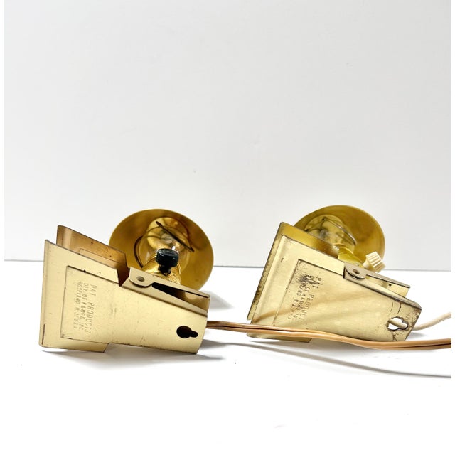 Vintage Mid-Century Modern Brass Clip Lamps Library or Bookshelf Reading Lights - a Pair For Sale - Image 10 of 15