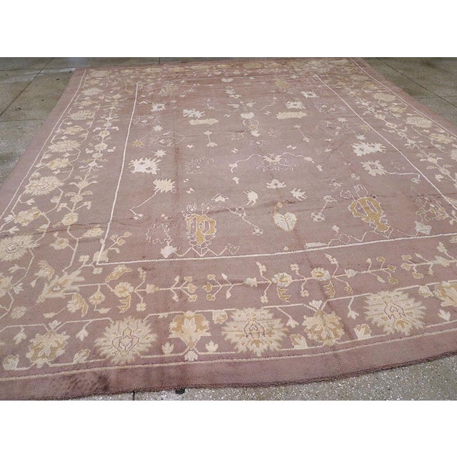 Mauve Galerie Shabab Collection Early 20th Century Turkish Oushak Large Room Size Rug in Mauve For Sale - Image 8 of 10