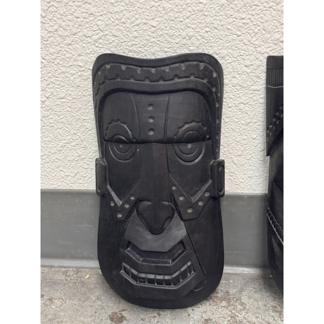 Akios Industries Hand Carved Native Wall Masks, Pair For Sale - Image 12 of 12