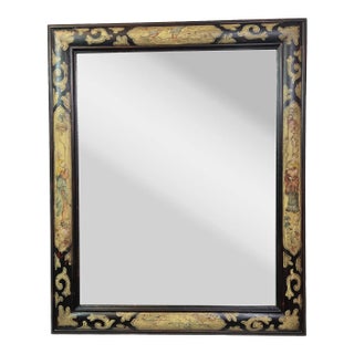 1990s Italian Hand Painted Rectangular Wooden Mirror For Sale