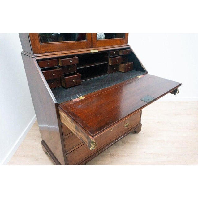 Antique George III Mahogany Secretaire with Top Cabinet For Sale - Image 12 of 18