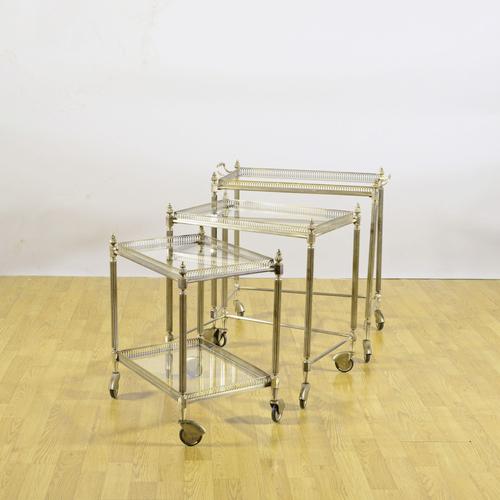 This refined set of three side tables, dating back to the late 19th century, is a fine example of louis xvi-style...