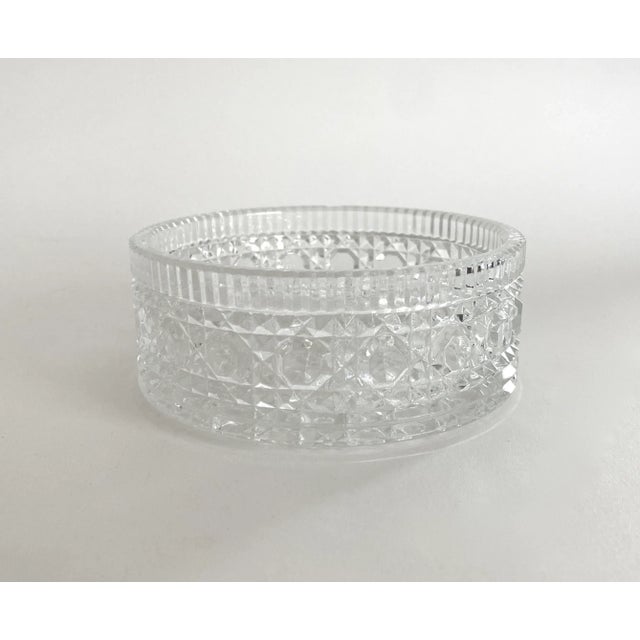 Early 1900s English crystal wine bottle coaster or small fruit bowl. With the pattern in clean classic pattern. There are...