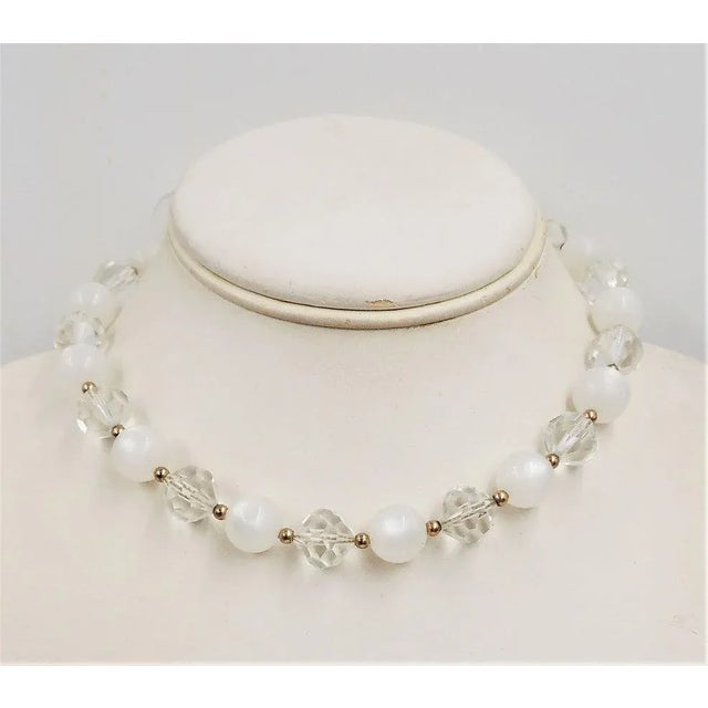 Glass Vintage 1960s Signed Napier Moonglow Beaded Necklace For Sale - Image 7 of 9