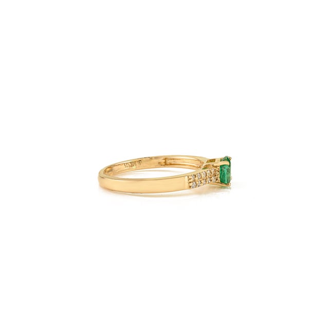 Not Yet Made - Made To Order VRJewels Emerald & Diamond 14k Yellow Gold Engagement Ring for Women Size 7 For Sale - Image 5 of 12