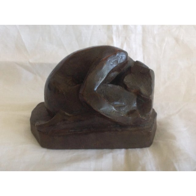 Leon Masson, bronze sculpture, multiple 03/60 title "Crouching Woman"