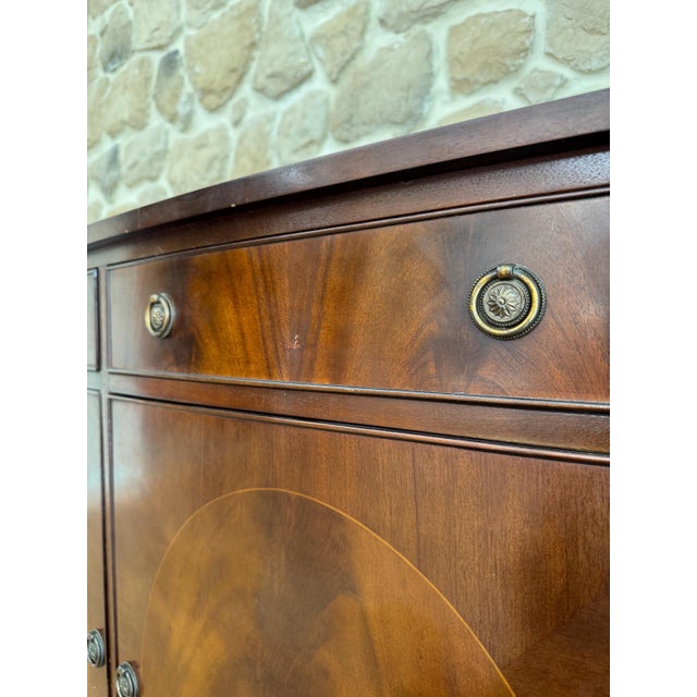 Mahogany Bow-Fronted Buffet, 1950s For Sale - Image 10 of 14