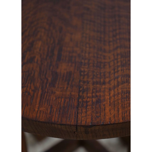 1900 - 1909 Stickley Antique Round Mission Oak Table For Sale - Image 5 of 12