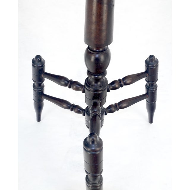 Black Solid Mahogany Turned Wood Tripod Base Coat Rack c1940s MINT For Sale - Image 8 of 12