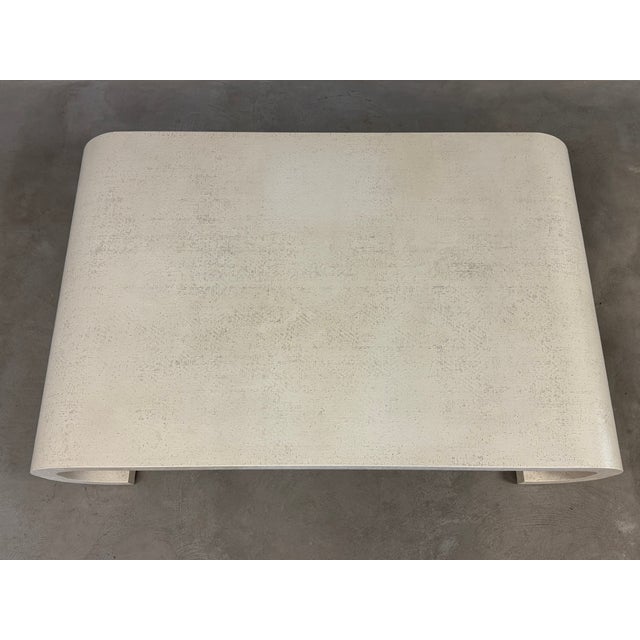 1980s 1980s Karl Springer Style White Grass Cloth Coffee Table For Sale - Image 5 of 8