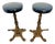 1930s Calorator Cast Iron Bar Stools Barley Twist Footrest Swivel Seat Set of Two For Sale