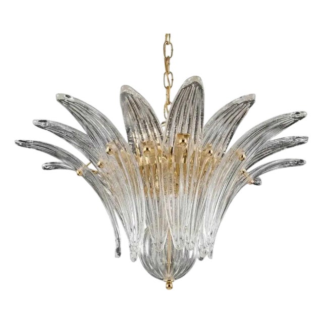 Italian Palmette Murano Glass Chandelier by Fabio LTD For Sale