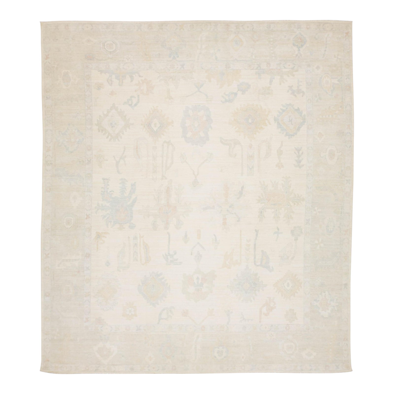 13x15 Modern Oushak Style Hand-Knotted Wool Area Rug – Neutral Ivory ...