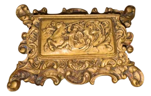 19th C. Bronze Rococo Stamp Box With Mythical Hippocampus & Cherub Detailing